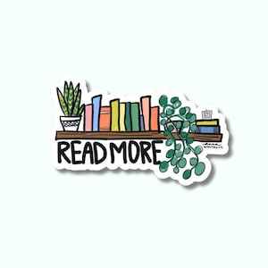 Pegatina con la frase &quot;Leer más libros&quot; / Pegatina decorativa / Pegatina de vinilo divertida / Bonita