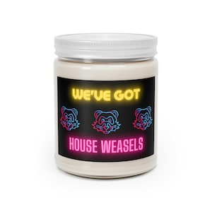 Funny Ferret Gift | Ferret Gag Gift | Funny Candle Gift | Ferret Lover Gift | We&#39;ve Got House Weasels - 9oz 100% Soy Scented Candle