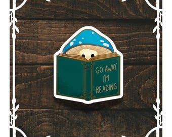 Reading Blue Mushroom Sticker