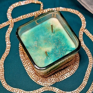 You Betta Sparkle Turquoise Candle | Scented Candle | Hand Poured in NC | 10oz Coconut Soy Candle | Black Owned Candles | Homemade Candle
