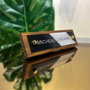 Modern Wood Desk Name Plate: Personalized Office Decor