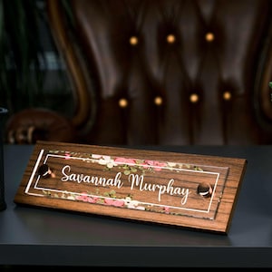 Personalized Desk Name Plate, Office Sign,Name and title, Wood name plate, Custom Office Gift, Office Name Board