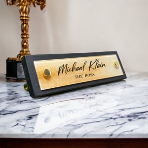 Custom Office Name Plate,Modern Design Gold Acrylic,For Boss Gift