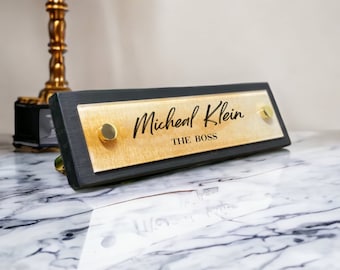 Custom Office Name Plate,Modern Design Gold Acrylic,For Boss Gift