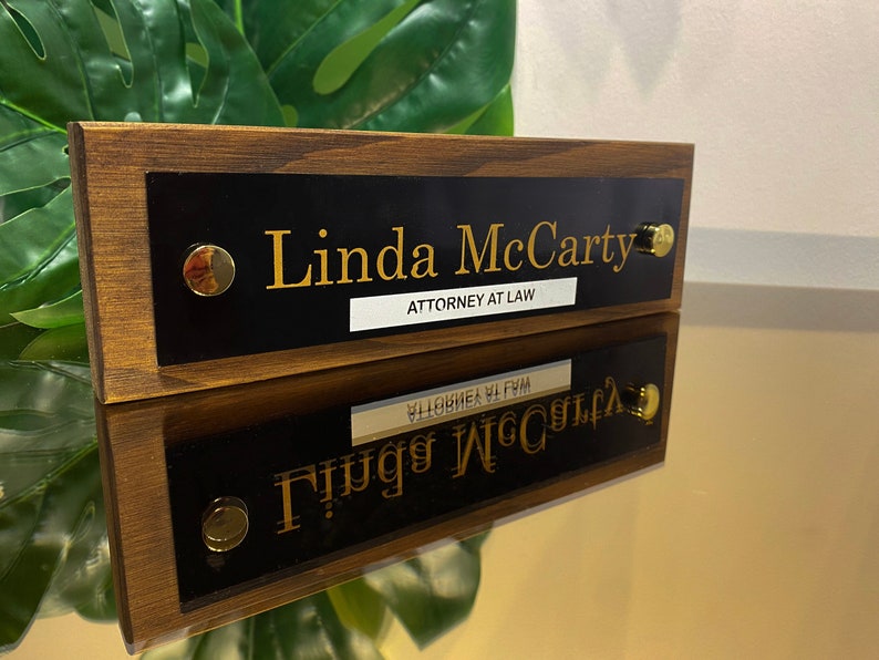 Transparent Acrylic Name Holder On Walnut Natural Woodoffice Etsy Transparent acrylic name holder on walnut natural woodoffice etsy