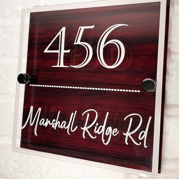 Modern Design Acrylic House Number-Adress Sign-Wood Effect-(7x7) inc