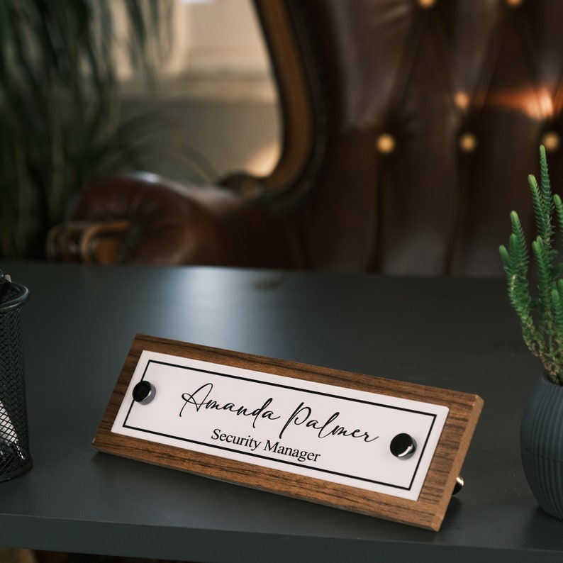Personalized Black Wood Desk Name Plate: Office Decor - Etsy