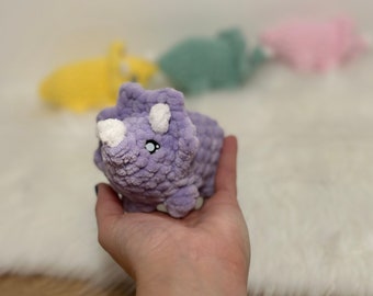 Crochet Mini Triceratops | Plushie Triceratops | Amigurumi Triceratops | Crochet ToyTriceratops