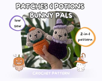 Patches & Potions Bunny Pals | Crochet Halloween Bunnies | Magical Bunny Pals Bundle | 2-in-1 Crochet Pattern | PDF Pattern ONLY