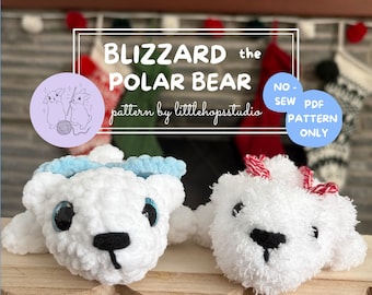 Blizzard de ijsbeer | Gehaakte ijsbeer | Winterbeer | Marktmerk | Niet-naaien | ALLEEN PDF-patroon