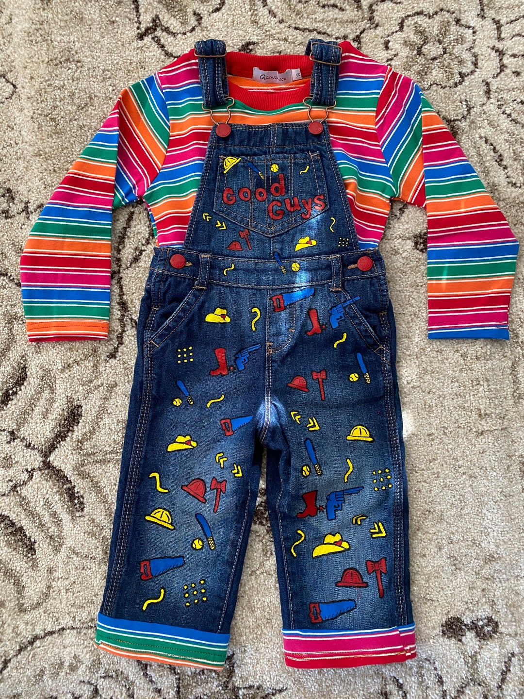 2t Chucky Costume
 Toddler Chucky Doll Costume Overalls Size 2T Etsy