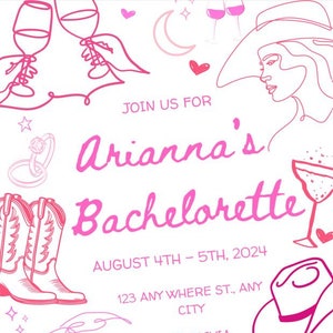 Editable Bachelorette Party Invitation, Text Invitation, Cowgirl Bachelorette Invitation, Electronic Invite, Digital Invitation