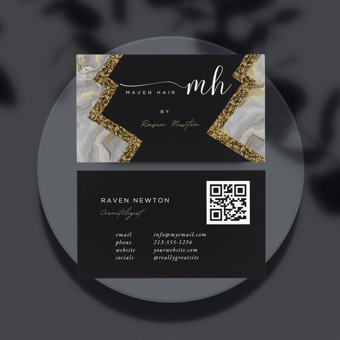 Glam Business Card Template Hair Stylist Business Card Etsy