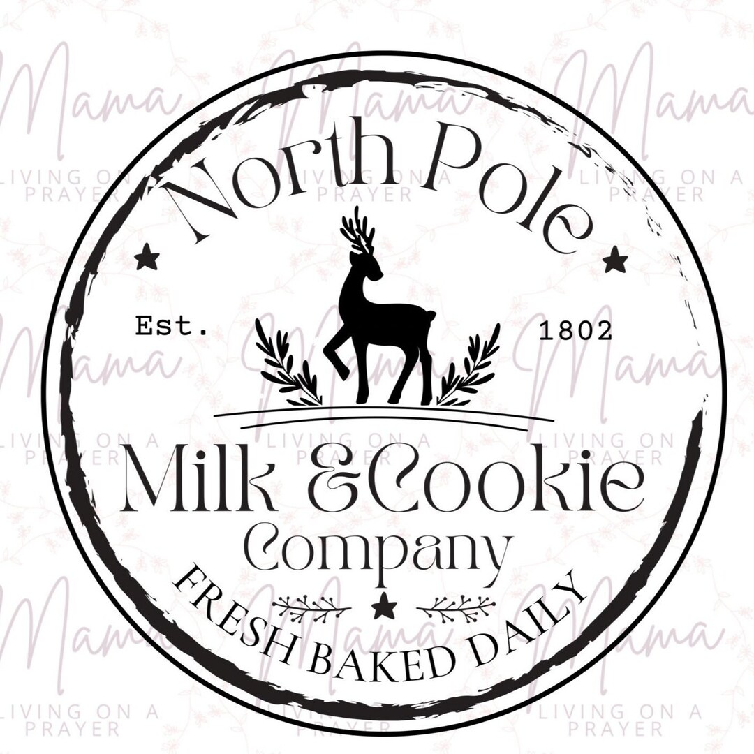 North Pole Milk and Cookie Company Png Christmas Digital Design Etsy