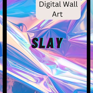 Slay Wall Art, Dorm room decor, pink room decor, 90s style, vintage, digital art print, printable art