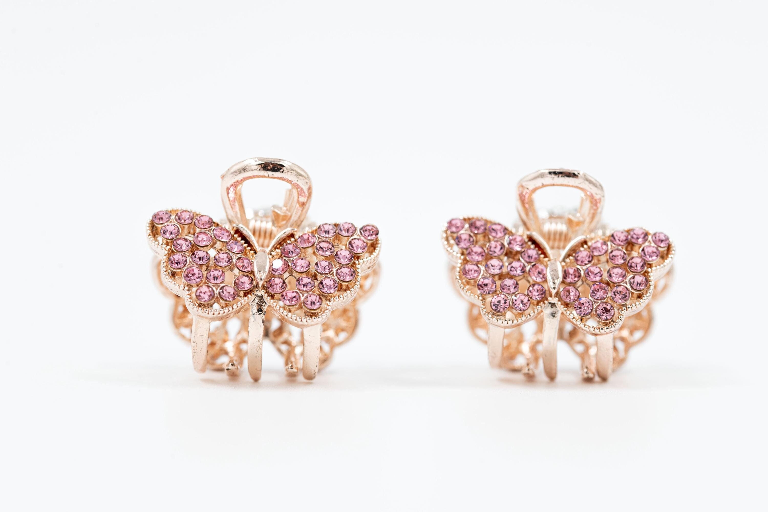 Crystal Butterfly Hair Clips: Elegant Mini Claw Clips (Pack of 2)
