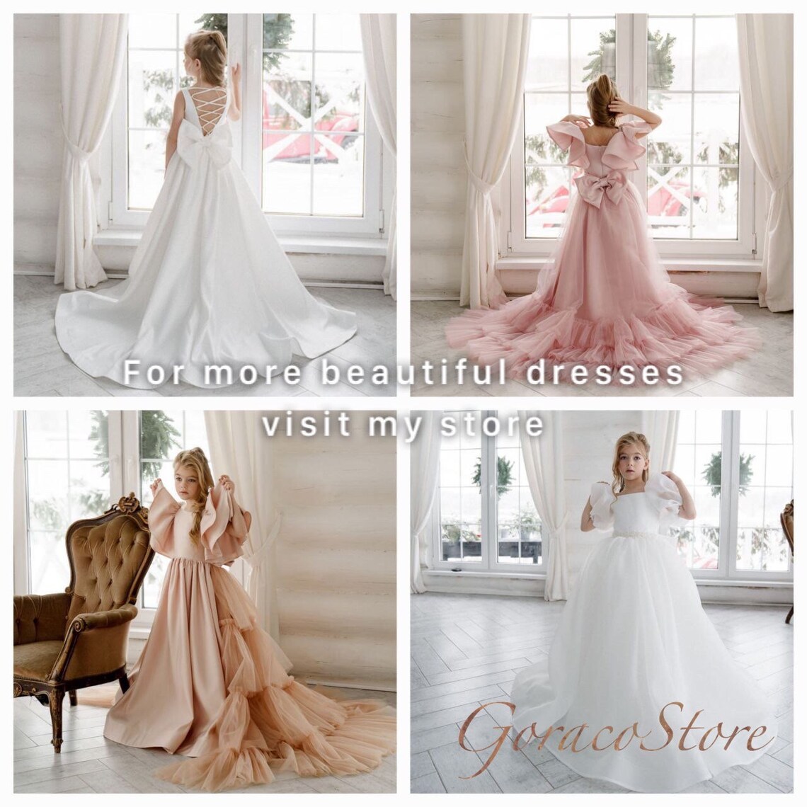 White Lace Flower Girl Dress Flower Girl Dress Long Sleeve Etsy