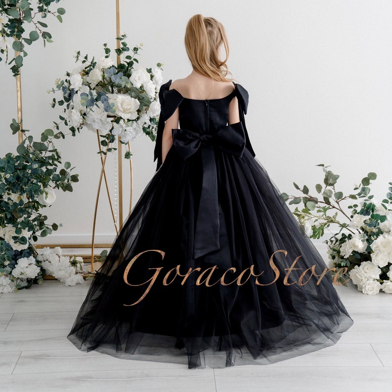 Black Flower Girl Dress,junior Flower Girl Dress,tulle Party Dress