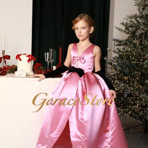 Pink flower girl dress size 10 , Satin flower girl dress toddler, Princess dress toddler 3, Pink baby dress, Pink birthday dress toddler