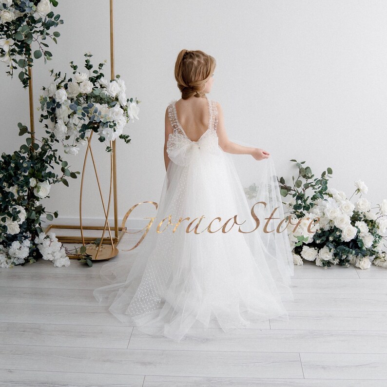 Flower Girl Dress Lace Tulle, Flower Girl Dress Satin, White Flower