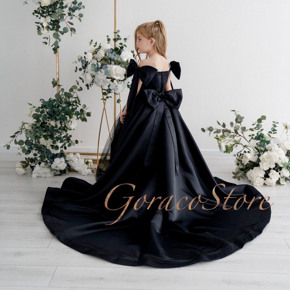 Gown : Black tibby silk floral printed long gown