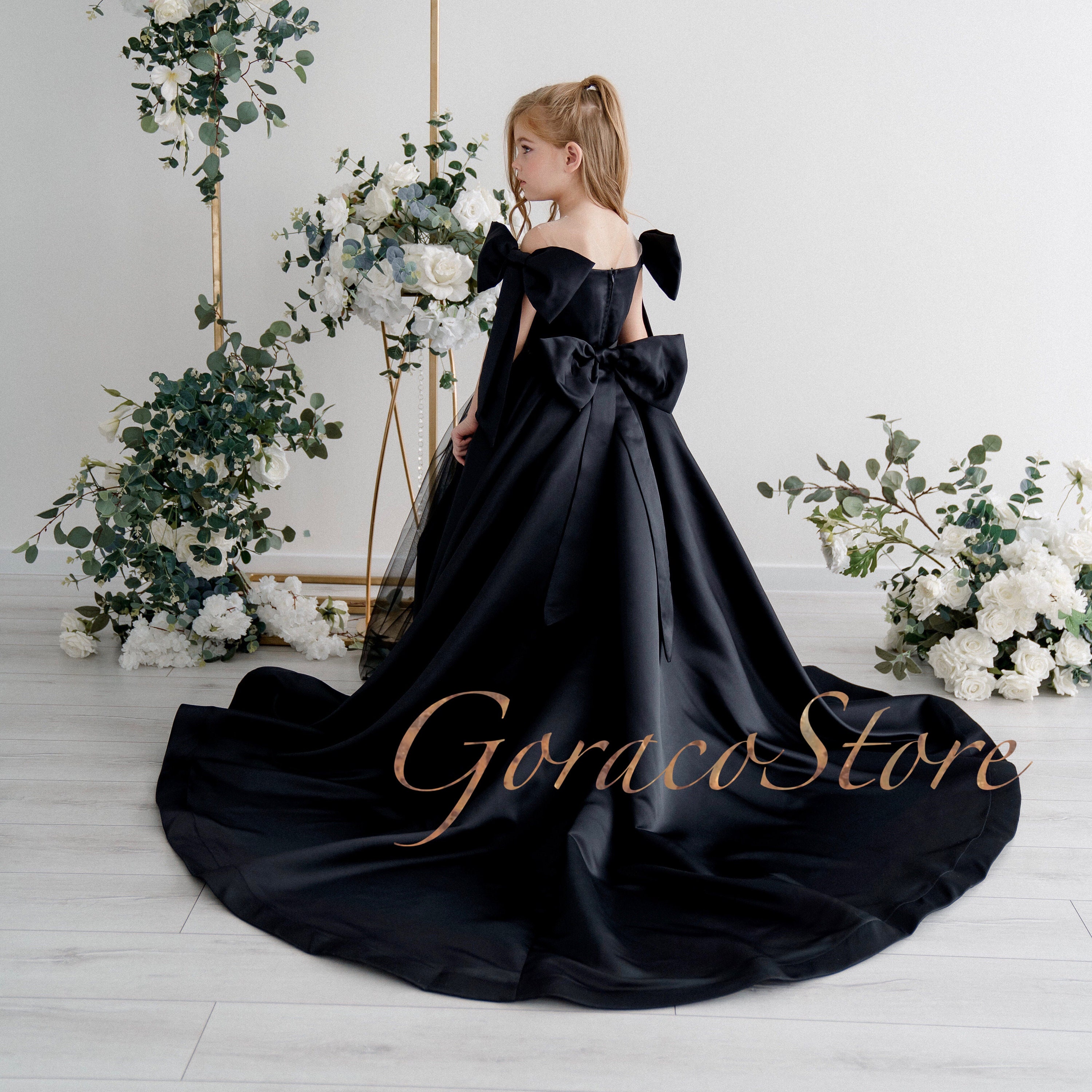 2023 Satin Black Velvet Maxi Long Sleeve Pageant Dress For Little Girls  Perfect For Formal Occasions, Holy Communion, Birthdays, And Princess  Parties From Weddingpromgirl, $90.35 | DHgate.Com