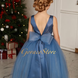 Sky blue flower girl dress, Blue tulle flower girl dress, Blue princess dress kids, Tutu girl dress, Baby wedding dress light blue