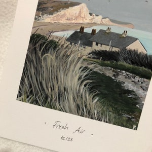 Fresh Air A5 Original Painting Acrylic, Seaside Paint Artwork, Wall Decor Art, Framed Print image 5