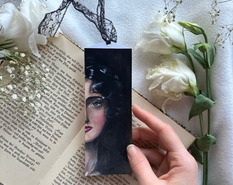 Woman In Shadow "Original Handpainted Bookmark - Acrylic", Vintage Paint Artwork, Wall Hangings Decor Art