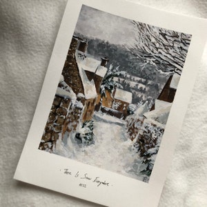 There Is Snow Everywhere &quot;Original Acrylic Painting A5 &quot;, Winter Acrylic Landscape, Wall Hangings Decor, Small Artwork, Wall Art Painting