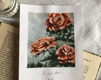 The Last Roses "Original Acrylic A5 Painting", Flower Forest Artwork, Wall Decor Art, Home- Living Room Decor Ideas