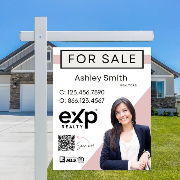 Real Estate Sign, For Sale Sign, Custom Sign, Modern For Sale Yard Sign, Real Estate Market, Canva Template, Open House, Realtor Marketing