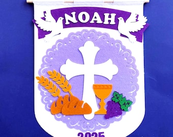 Baner na Pierwszą Komunię | Zmontowany | Spersonalizowana dekoracja na uroczystość religijną