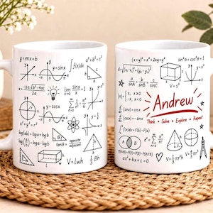 Personalized Math Mug, Custom Name, Equations, Geometry, STEM Gift