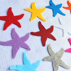 Felt Die Cut Starfish Craft Supplies Sea Stars for Sewing and Craft Projects Felt Ornament Pattern Wreath Decor 13 Colours | 7cm x 7cm x 1mm