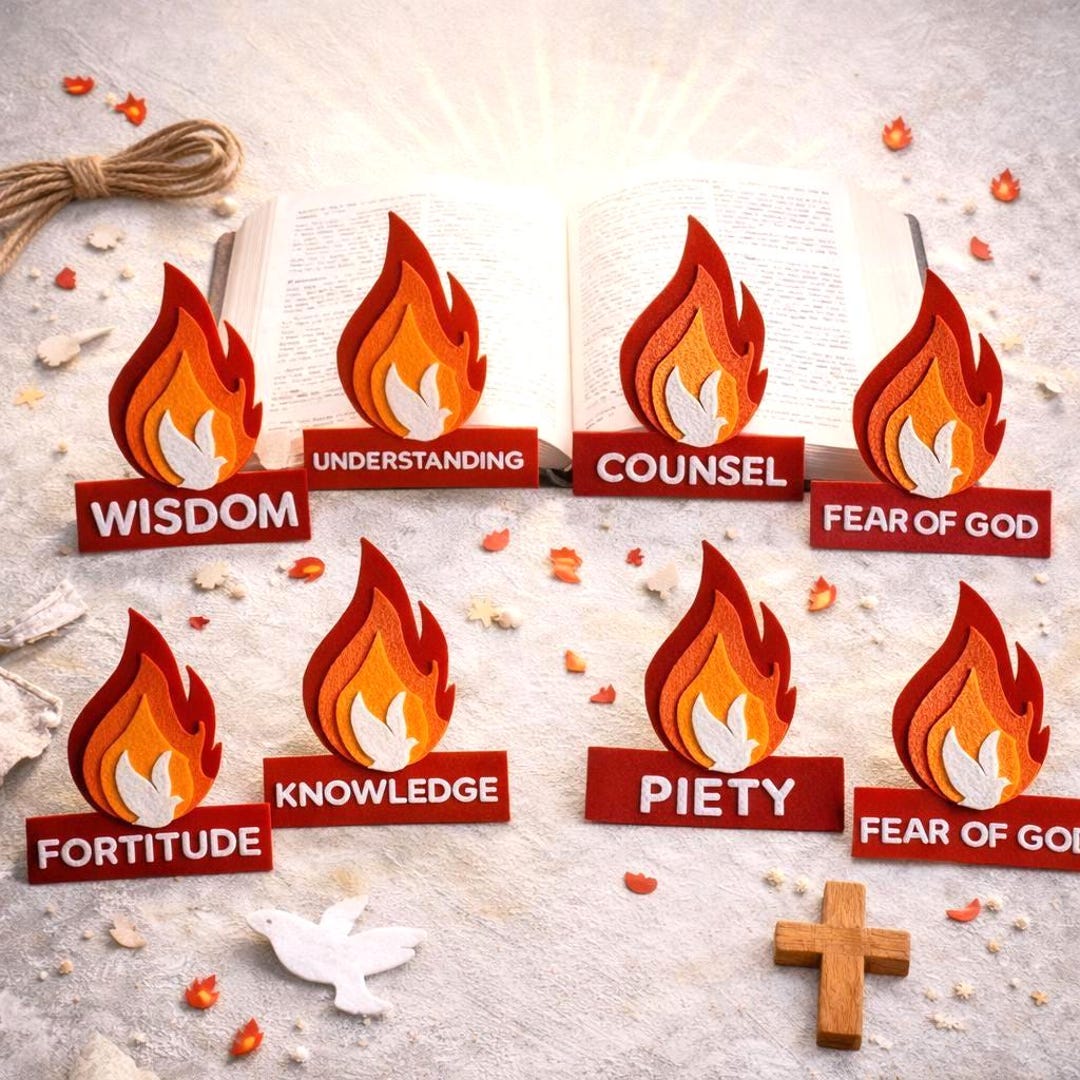 Felt Pentecost Flame: Gifts of the Spirit Religious Decor - Etsy
