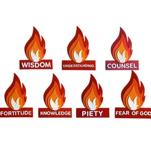 Felt Pentecost Flame Gifts of the Spirit Religious Spiritual Decor Church Pentecostal Descent Holy Spirit, Whit Sunday, Whitsunday, Whitsun