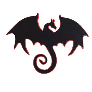 Filz-Drachen-Applikation in schwarz, Fabelwesen sterben Schnittform