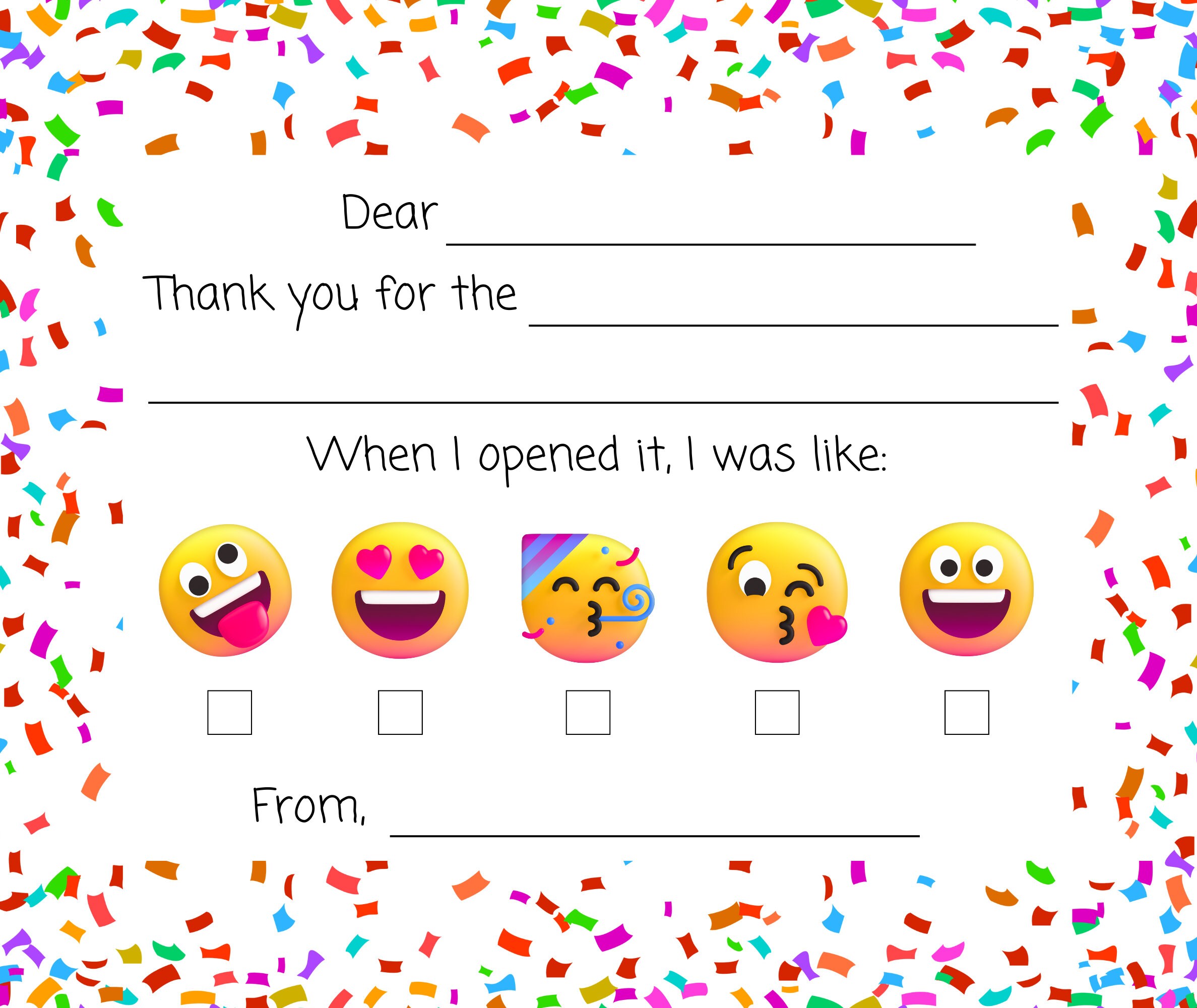 Printable Thank You Card Kids Personalized Emoji Thank You - Etsy
