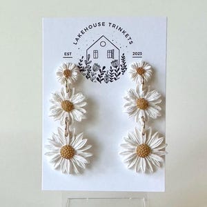Lightweight Polymer Clay Daisy Earrings | Daisy | Statement Clay Earrings | Handmade Earrings | Gift for Her| Stud dangle | Everyday Wear