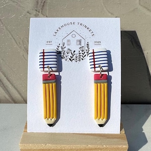 Back To School Earrings | Pencil & Paper | Teacher Appreciation Gift | Polymer Clay | Handmade Jewelry | Clay earrings | Handmade earrings
