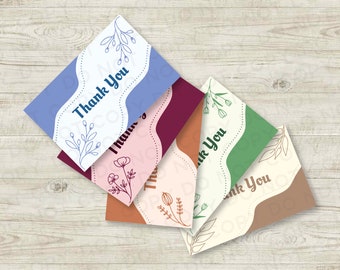 Thank you Cards with floral design elements in multiple colors