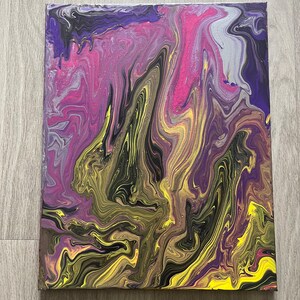 Original Acrylic Pouring Painting (Banana Purp-Jungle)-Wall Art-Wall Decor
