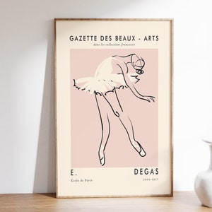 Ballet Poster, Edgar Degas Exhibition Poster inspired, Pink Ballerina Print, HIGH QUALITY, Ballet Illustration, Vintage Ballerina Wall Art