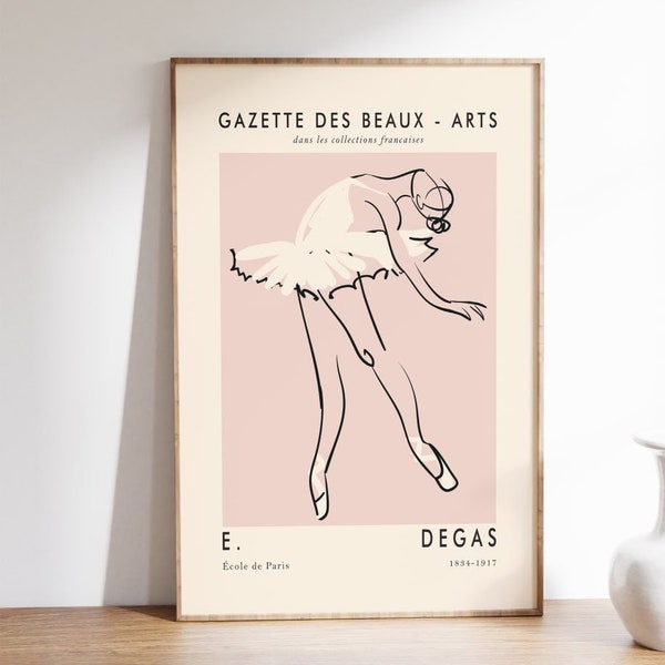 Affiche de ballet, affiche de l'exposition Edgar Degas inspirée, impression de ballerine rose, haute qualité, illustration de ballet, art mural ballerine vintage