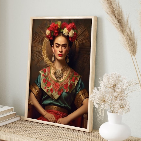 Frida Kahlo Portrait | HIGH QUALITY | Copper Painting, Frida Kahlo Print, Large Size, Frida Khalo Wall Art, Gallery Wall, Frida Kahlo Poster