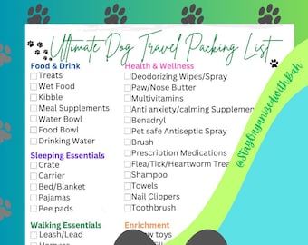 Ultimate Dog Travel Packing List | Instant Download