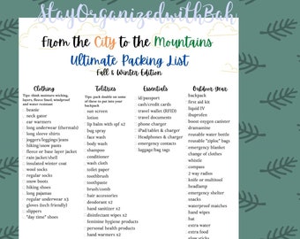 From the City to the Mountains Ultimate Packing List