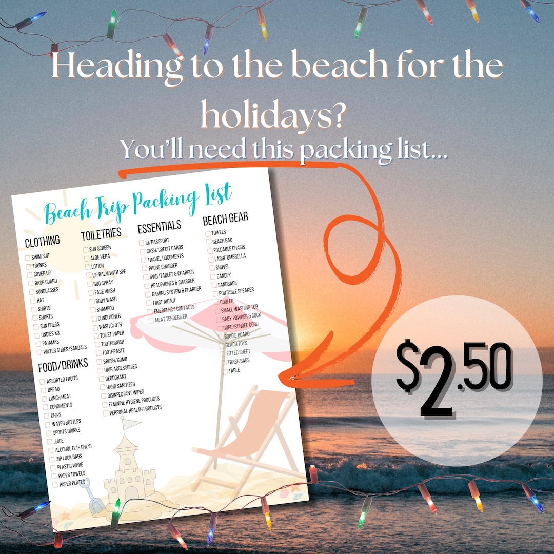 Ultimate Beach Packing List | Beach Trip | Instant Download | Printable ...