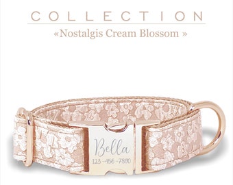 Nostalgis Cream Blossom Puppy Collar, Adjustable Custom Neck  Collar for Small, Medium, Large Dogs, for Events, or  Special Occasions.